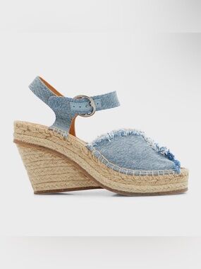 Rag and Bone Santiago Distressed Denim Espadrille Wedge Sandals espadrilles NEW